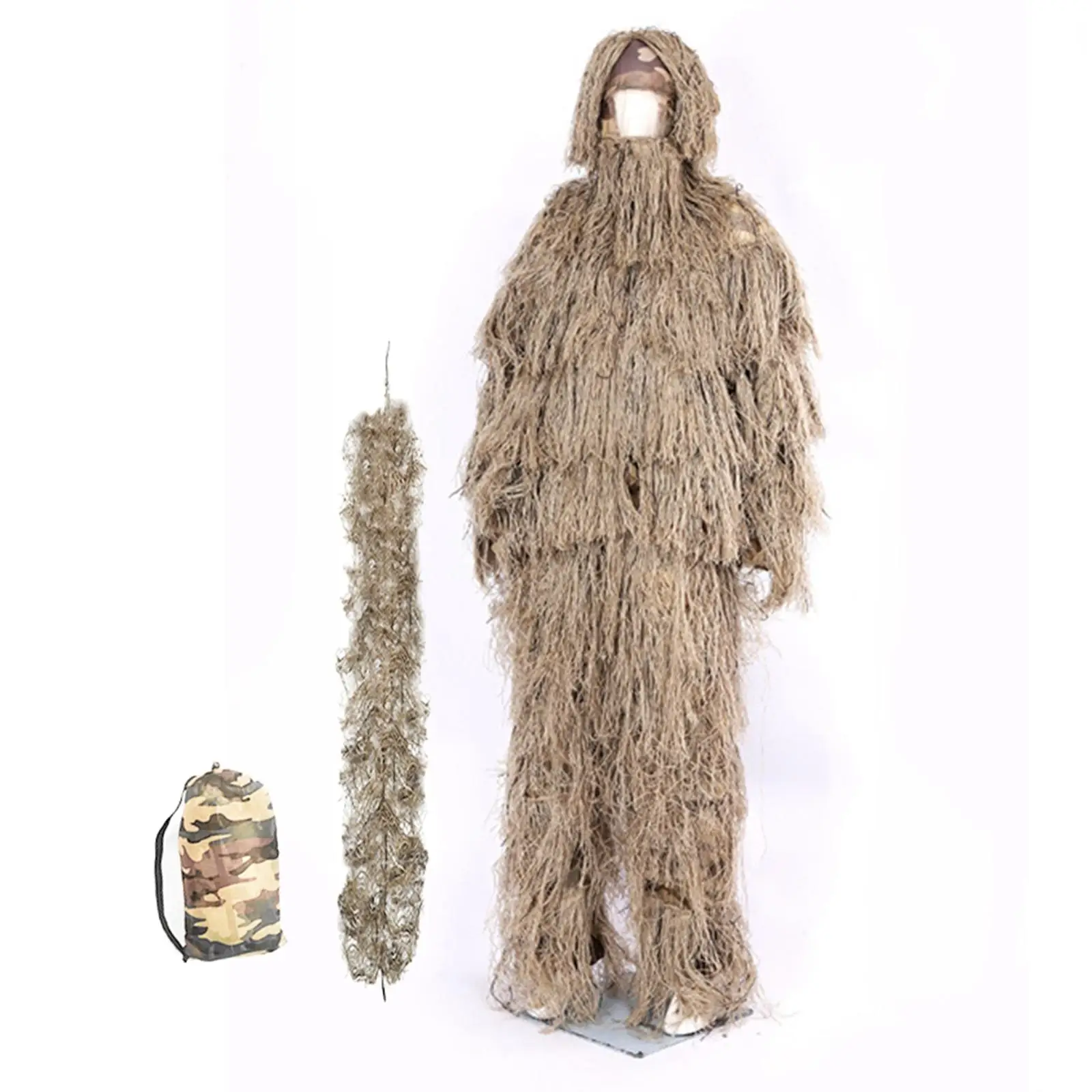 Ghillie Suit Fancy Dress Pants with Storage Bag Jacket Clothing Costume for Game