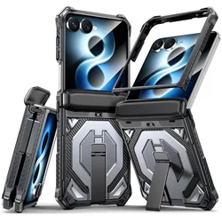 MagSafe Magnetic Kickstand Rugged Armor Phone Case - Full Protection Shockproof Cover - Galaxy Z Flip 8 (Gray)
