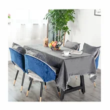 

Flannel Tablecloths, Waterproof Table Covers Simple Solid Color With Fluffy Ball Dark Gray Dining Table Coffee Table Deco