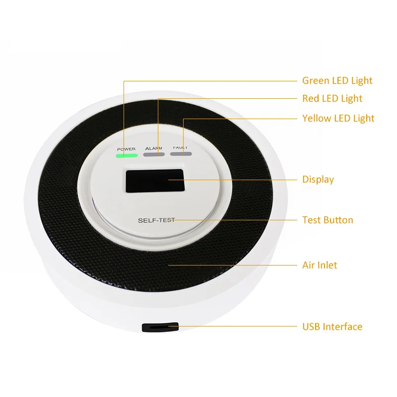 Bateria Powered LPG Fire Alarm Detector, sensível, vazamento de gás natural, Display Digital, Home Security Protection, 85dB