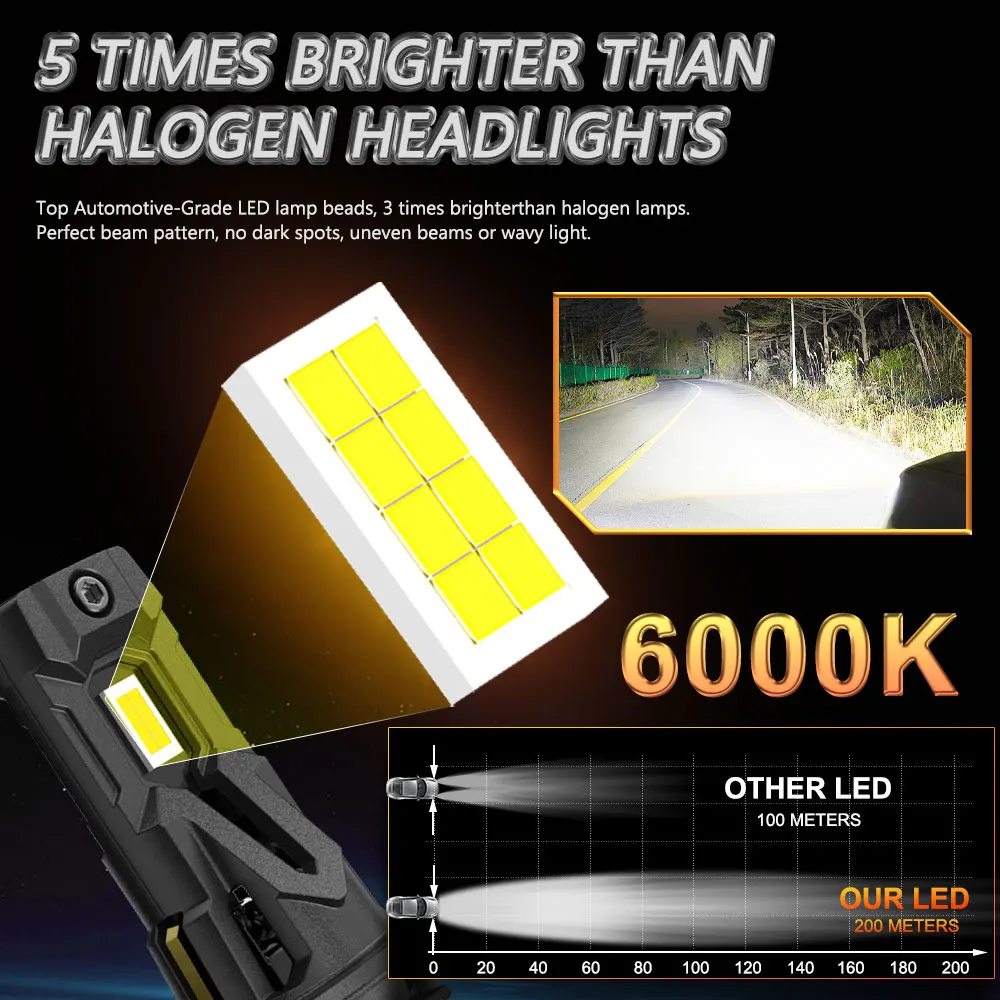 1000W 2개입 H7 LED CANBUS 헤드라이트 1:1 미니 무선 60000LM 8054 CSP 팬 장착 헤드램프 자동차 다이오드 램프 H7 터보 자동차용 LED