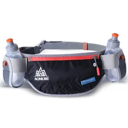 AONIJIE Marathon Hydration Waist Belt with Water Bottles and Phone Holder (Black-With 2 Bottles)