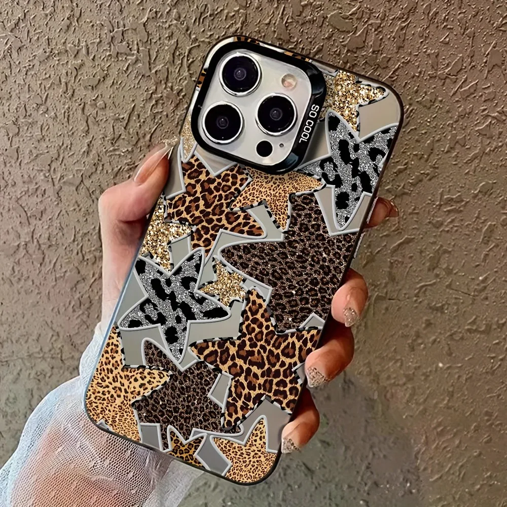 Black Leopard Print Star Phone Case