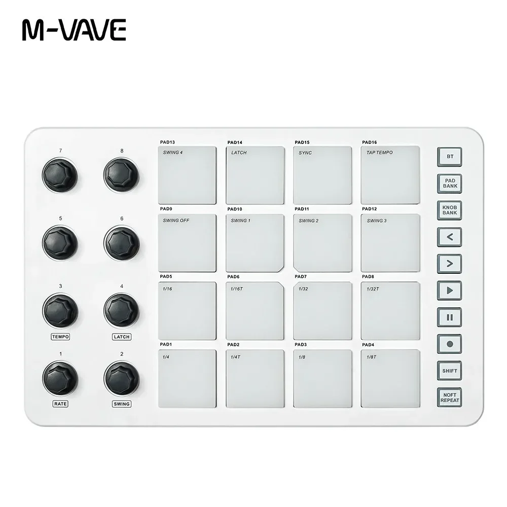 M-VAVE SMC-PAD Launch Pad USB-C Interface Portable Design Wireless MIDI Controller Suitable Percussion Keyboard midi controller