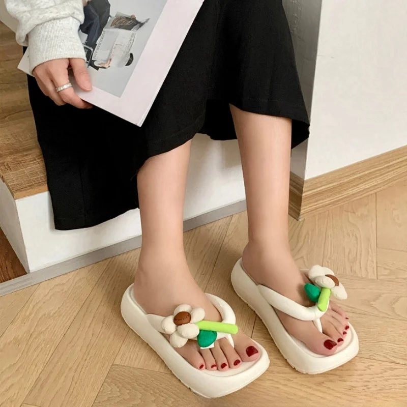 2024 Women Fashion Flower Slippers Females Indoor Non-slip Sandals Adult Concise Solid Color Slides Girls Outdoor EVA Flip Flops 6