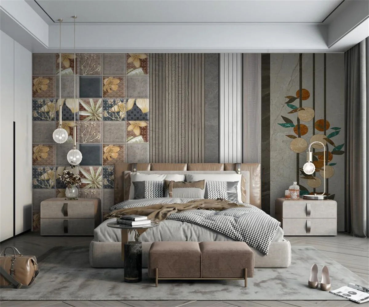 

Custom Wallpaper For Walls 3D Modern light luxury flowers Bedroom Living Room TV Backdrop Home Decoration Mural Wall Painting