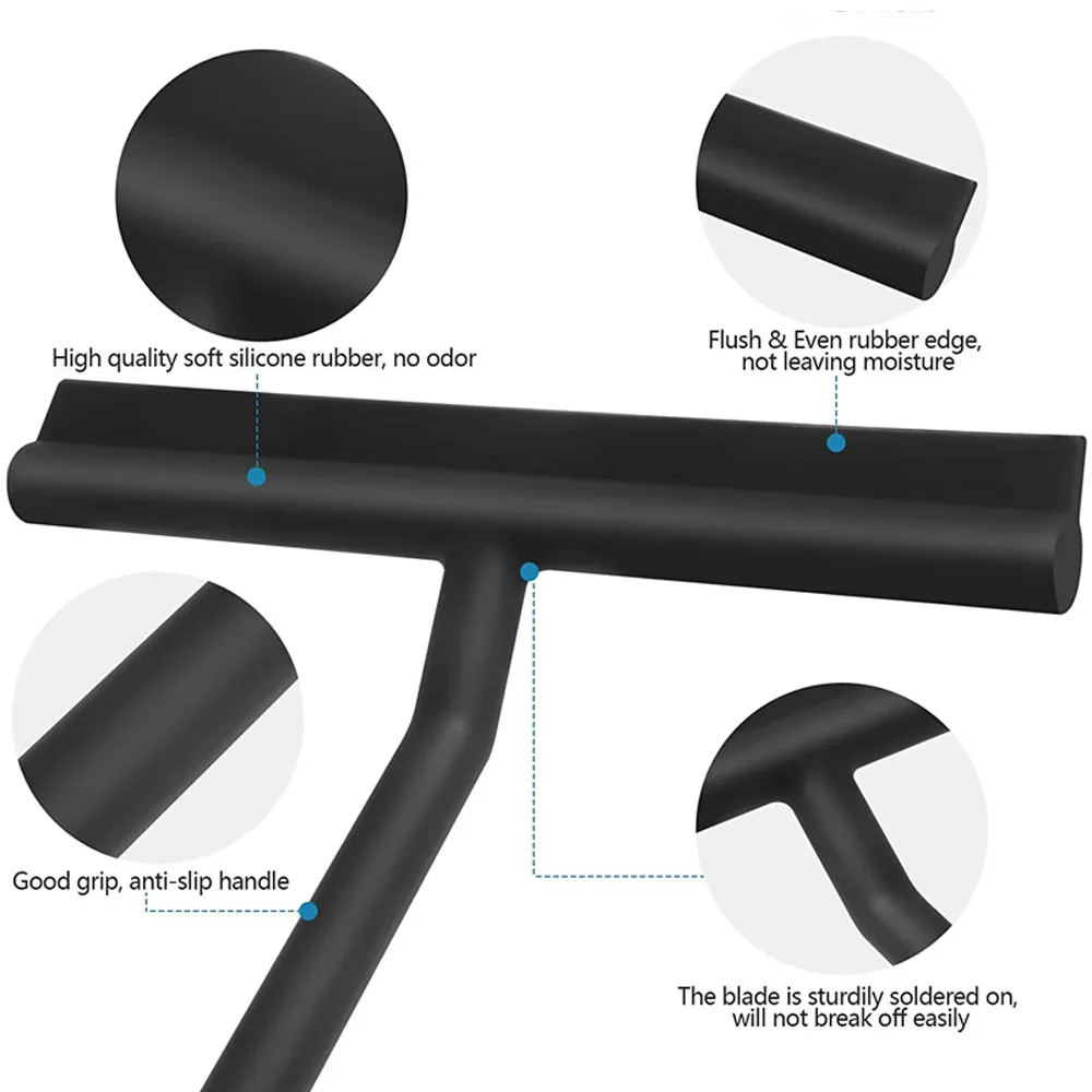 Shower Squeegee Glass Scraper Window Cleaning Tool with Handle Floor Wall Hanging Mirror Washing Wiper Hanger