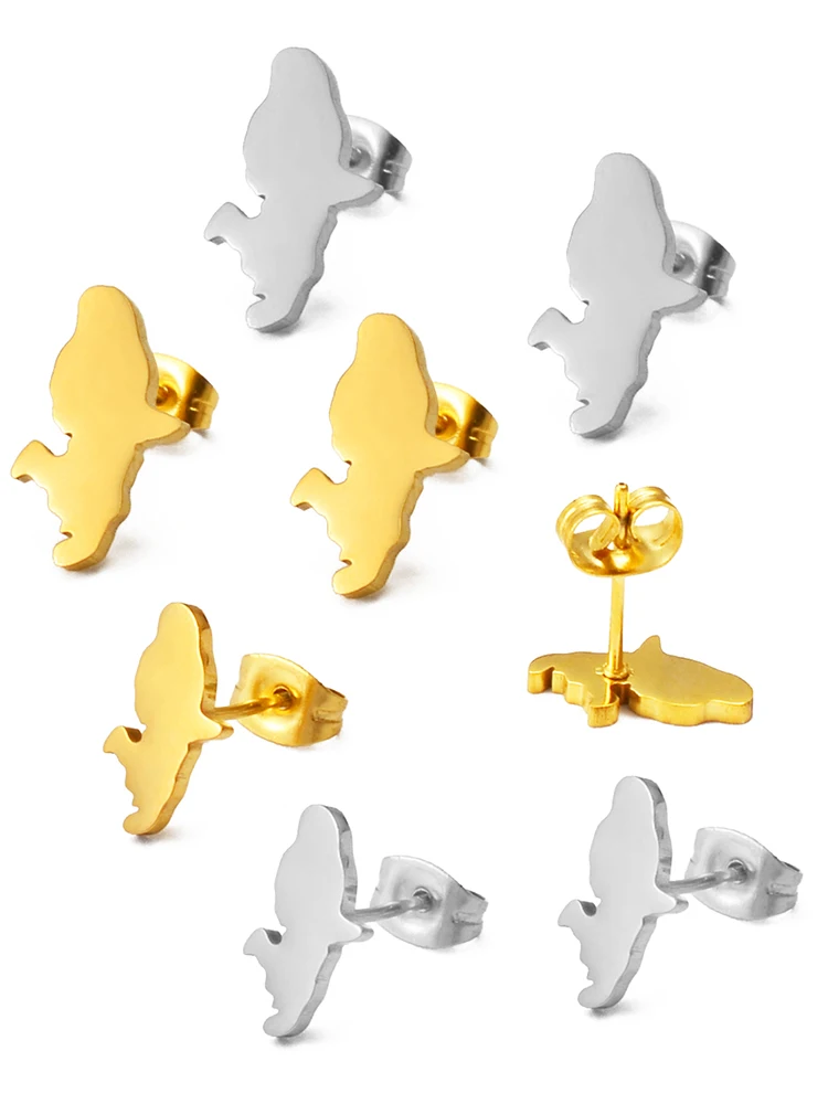 Anniyo (Two size) France Martinique Stud Earrings Stainless Steel Jewelry @274821 5