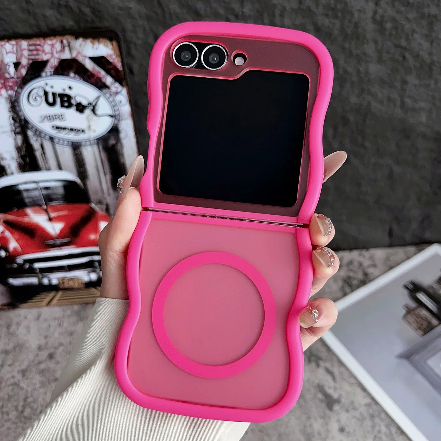 Stylish Big Wave Magnetic Matte Translucent Frosted Case