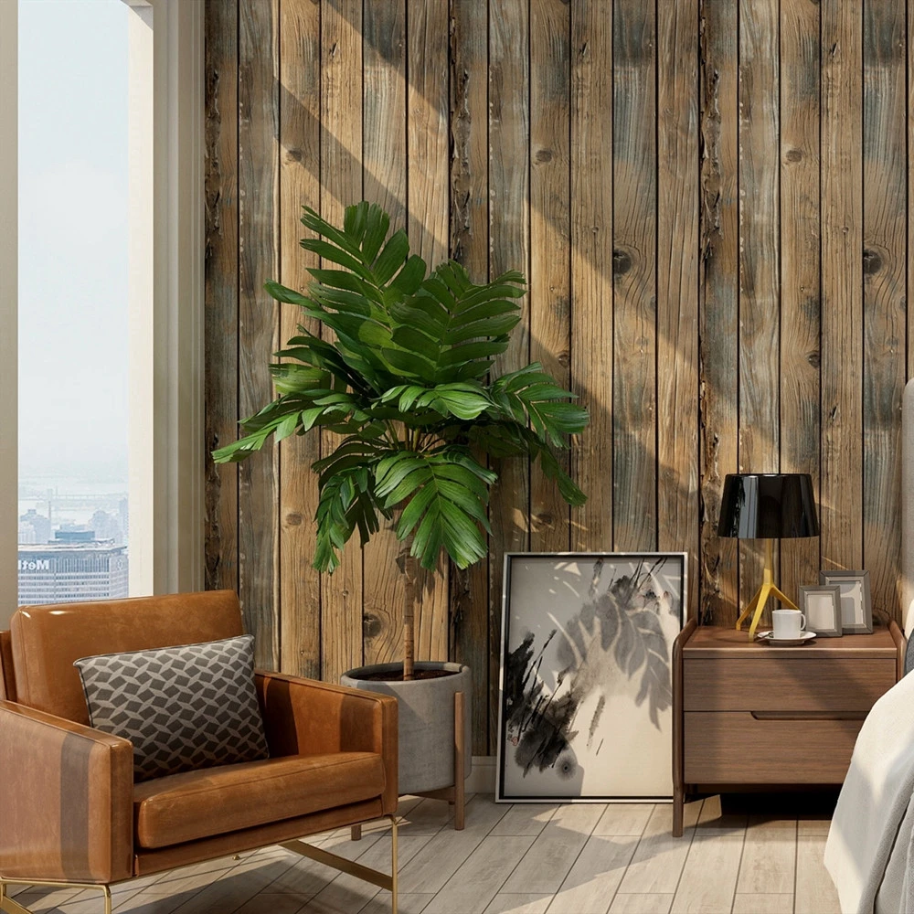 

Bedroom Living Room Home Improvement for Restaurant Kitchen Decor PVC Wall Covering Wallpapers Wall Decor Wood Grain Wallpaper