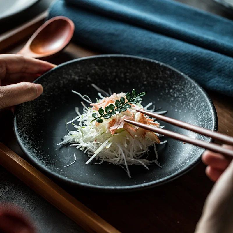 Japanese-Style Ceramic round Deep Plates Dinner Hotel Restaurant Italian Thick Soup Plate Salad Dish Rice Plate Tableware
