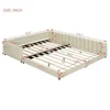 Dual Function Mother & Child Upholstered Platform Bed Set with Safety Guardrails Elegant PU Leather Design Queen Size & Twin XL 2