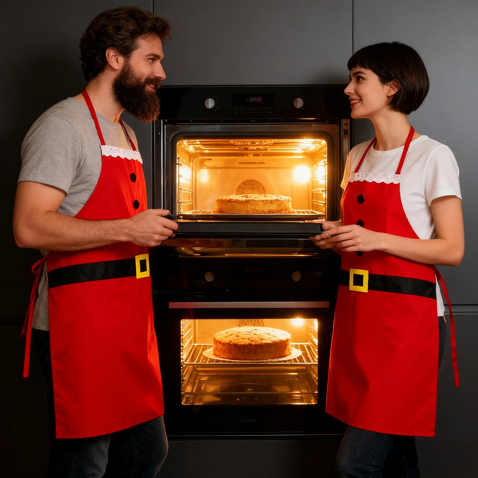 Christmas Apron Festive Holiday Kitchen Cooking Baking Wear Soft Reusable Family Party Decorating Outfits Supplies