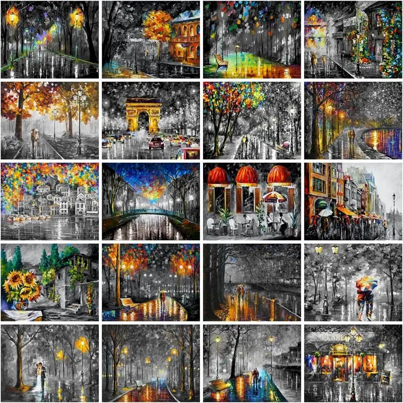 

CHENISTORY Painting By Numbers Street Scenery HandPainted Paintings Drawing On Canvas Gift Pictures By Number Kits Home Decor