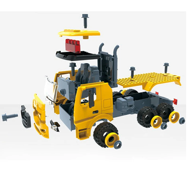 Screw Toy Big Truck Take Apart Mixer Crane  Excavator Toys DIY STEM Construction Vehicle Building Block Toys for Kids Boy Gift 2