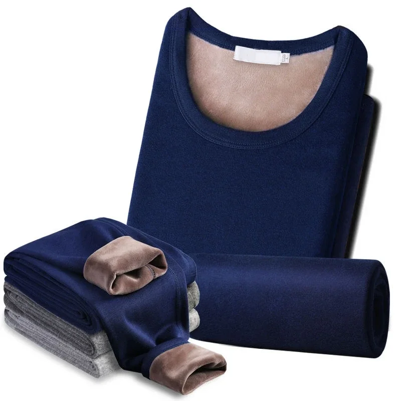 Thermal Underwear Set Men Winter Long Johns Velvet Tops Pants