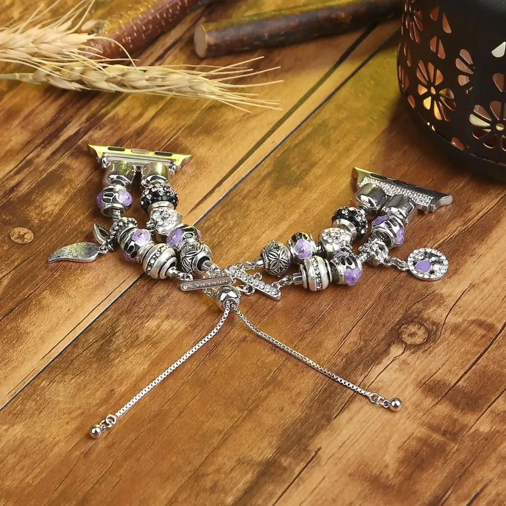 Jewelry Strap for Apple Watch Band 8 7 6 5 4 3SE Women DIY Metal Beaded Bracelet for iWatch 45mm 41mm 44mm 40mm 42mm 38mm Correa