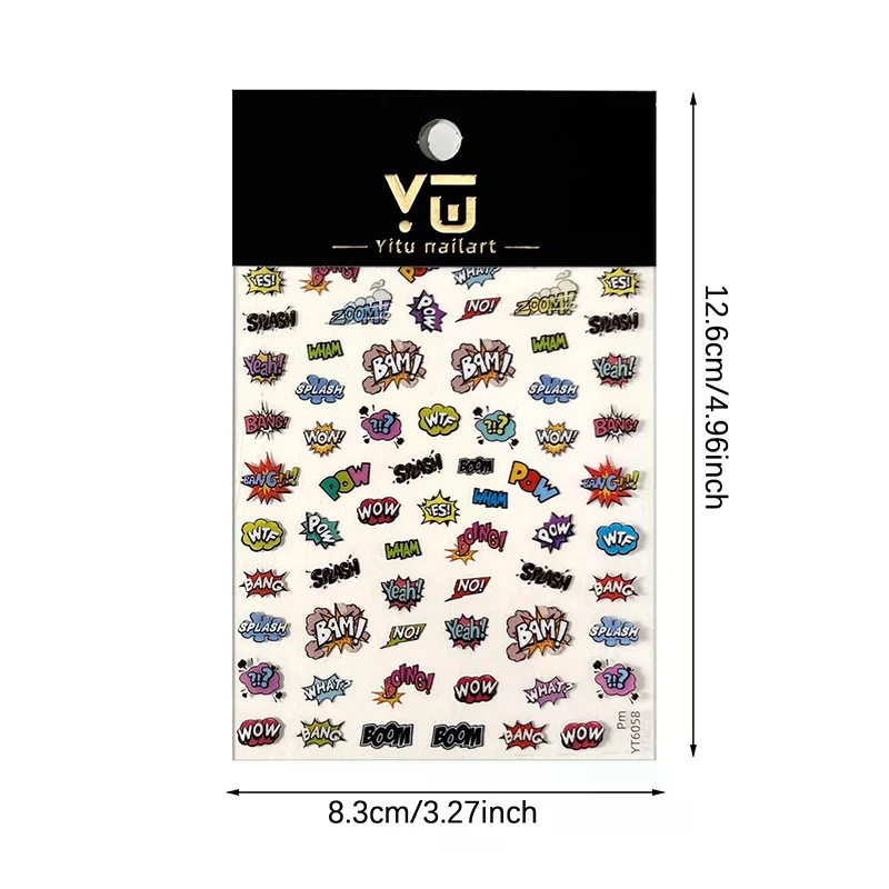 3D Colorful Letter Design Nail Art Stickers Uppercase Alphabet Letters Artistic Designs DIY Nail Art Decals Decoration