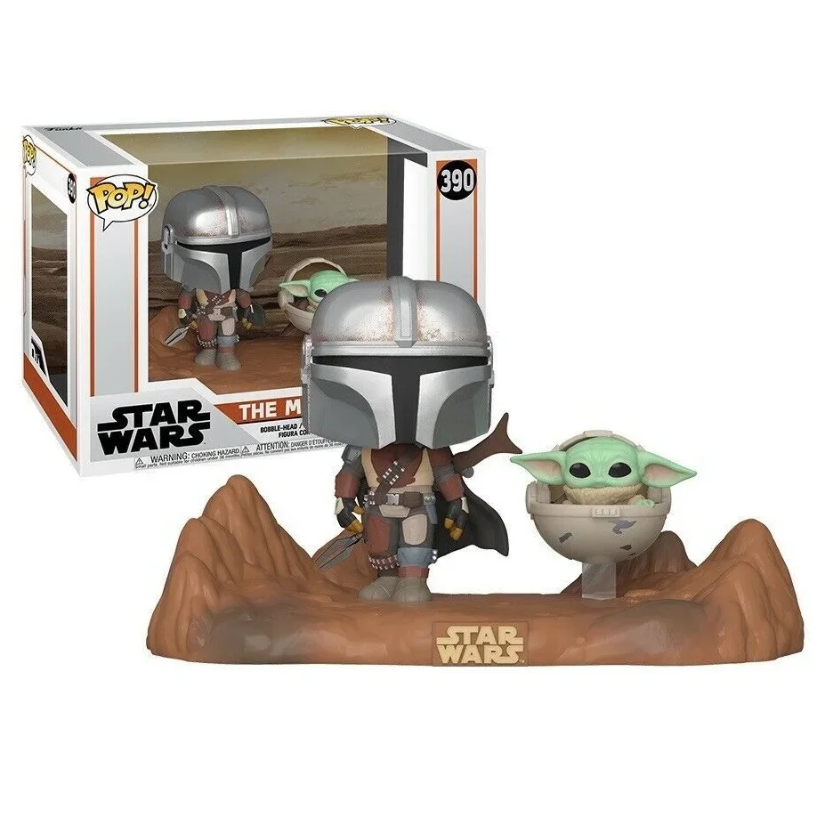 Funko Pop Star-Wars The Mandalorian With The Child #390 Vinyl Figure Bobble-Head Toys Figure Television Moments Dolls Toy