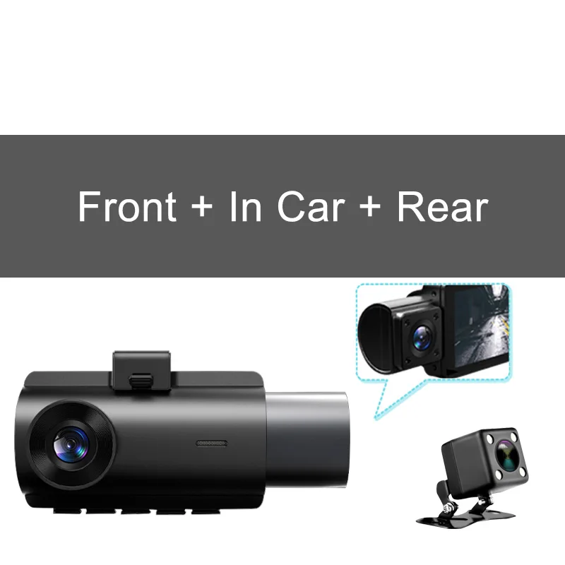 3 Channel Dash Cam FHD 1920*1080P Car DVR Dashcam G-Sensor HDR Motion Detection Rear Auto Video Registrar 24H Park Night Vision