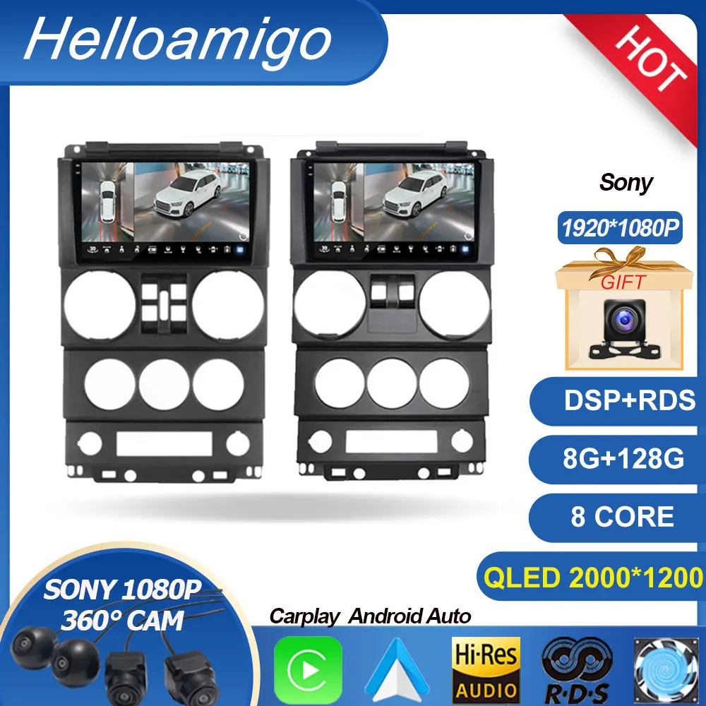 

Автомобильный радиоприемник для Jeep Wrangler Unlimited 3K 2008 2009 2010 стерео мультимедийная навигация GPS Видео беспроводной Carplay 4G Android 13