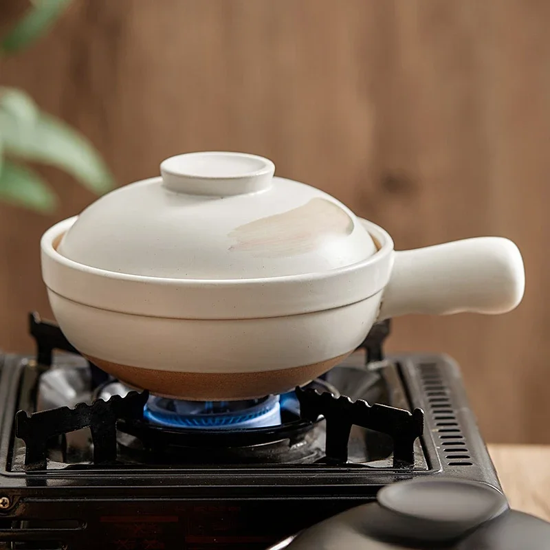 Casserole Stew Pot Coarse Pottery Microwave Small Pot Household Claypot Rice Porridge High Temperature Soup With Lid casserole pot