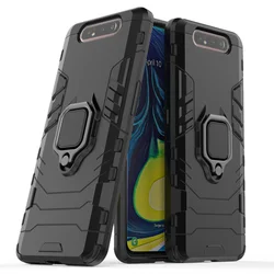 Rugged Armor Case with Ring Stand - Enhanced Protection and Grip for Galaxy A80 (Black)
