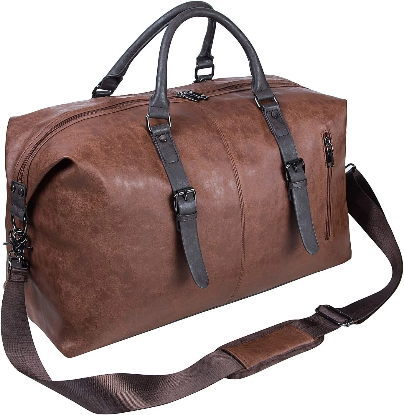 

Oversized Duffel Bag Travel Bag Waterproof Leather Weekend Bag Large Portable Duffel Bag, Suitable for Men or Women, [P] Brown