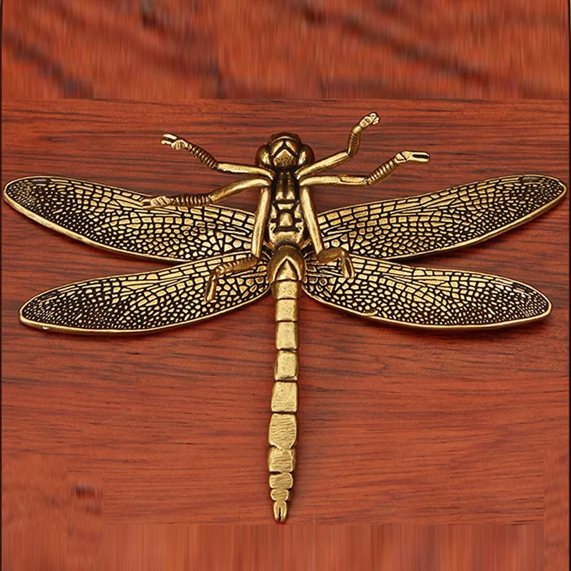 Creative Brass Small Dragonfly Shape Wings Detachable Ornament Micro Landscape Tea Pet Indoor Desktop Decorations Accessorie 1Pc