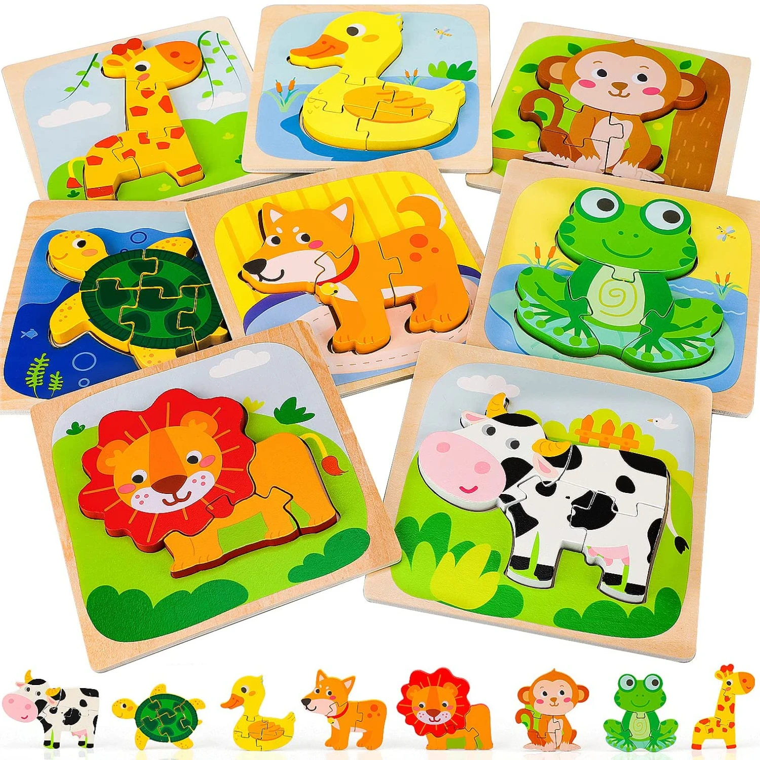 Wooden Puzzles for Toddlers and Kids 1 2 3 Year Old Boy and Girl Children Toys 