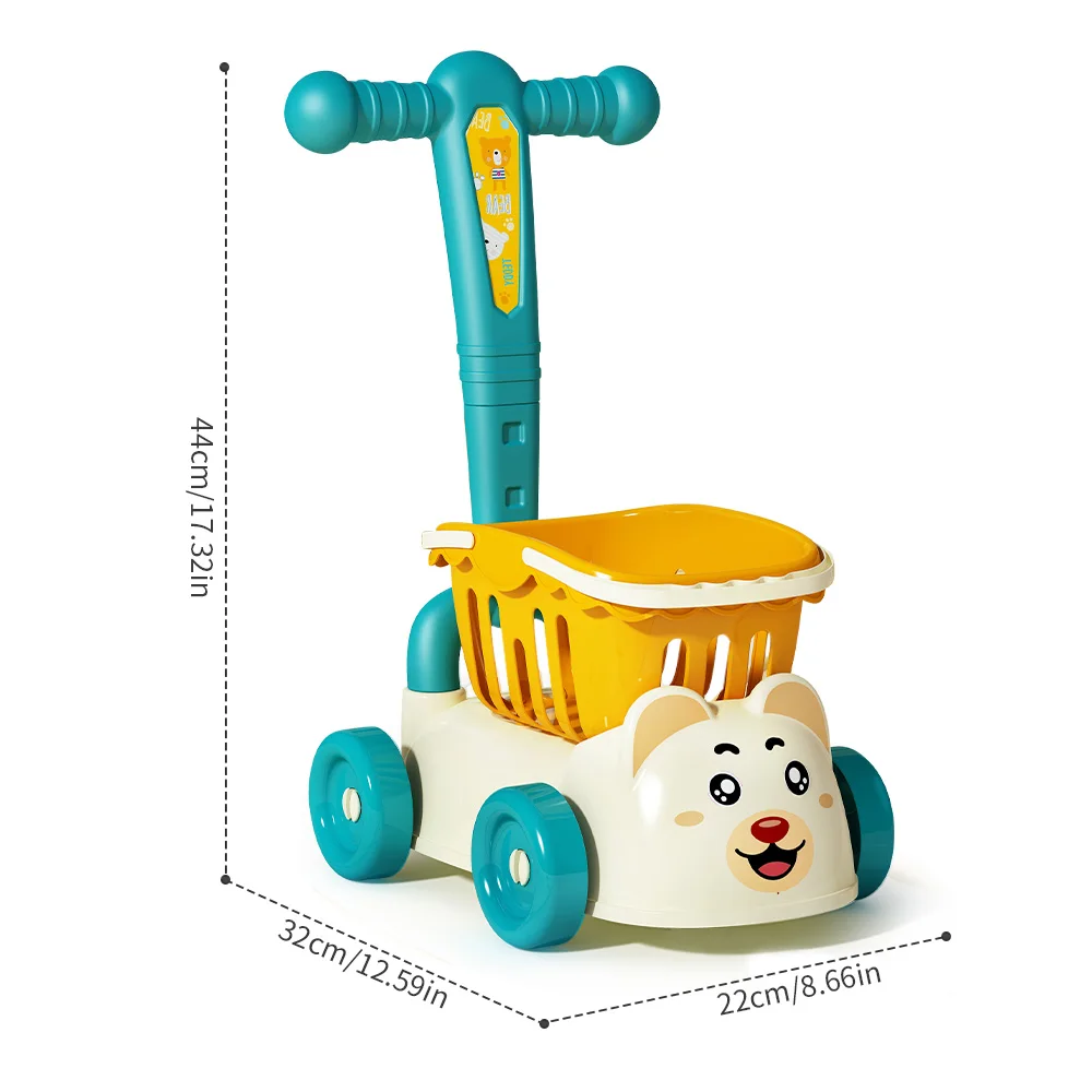 Children's supermarket shopping cart baby trolley toy fruit cut happy home simulation kitchen boy girl birthday gift 3