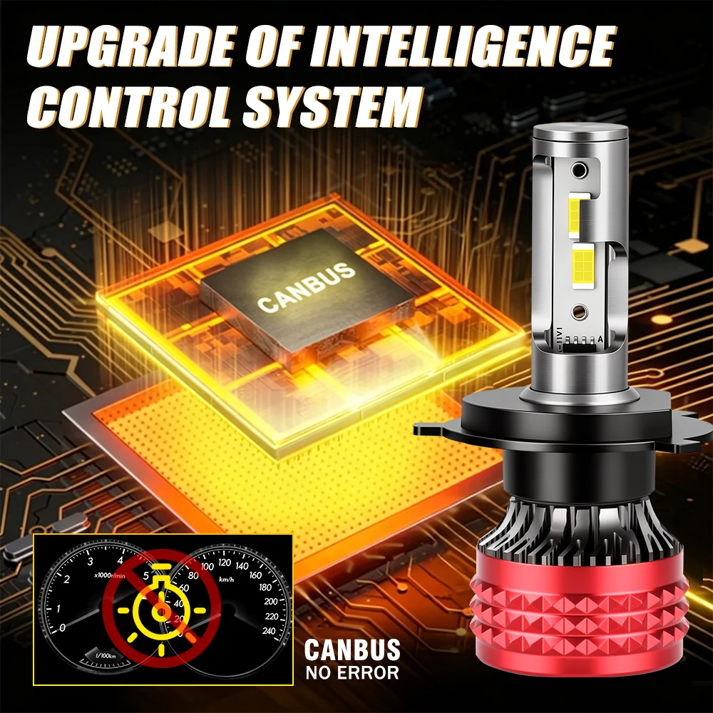 H13 9007 LED 헤드라이트 업그레이드 3570 CSP 칩 H7 H4 H1 H11 HB3 HB4 자동차 라이트 플러그 앤 플레이 팬 터보 LED 램프 6000K 화이트