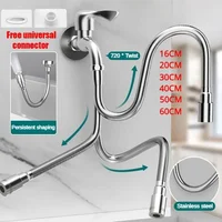 16-60cm Universal Faucet Extender Stainless Steel 360° Rotation Kitchen Sink Anti-Splash Nozzle Aerator Extension Hose 2