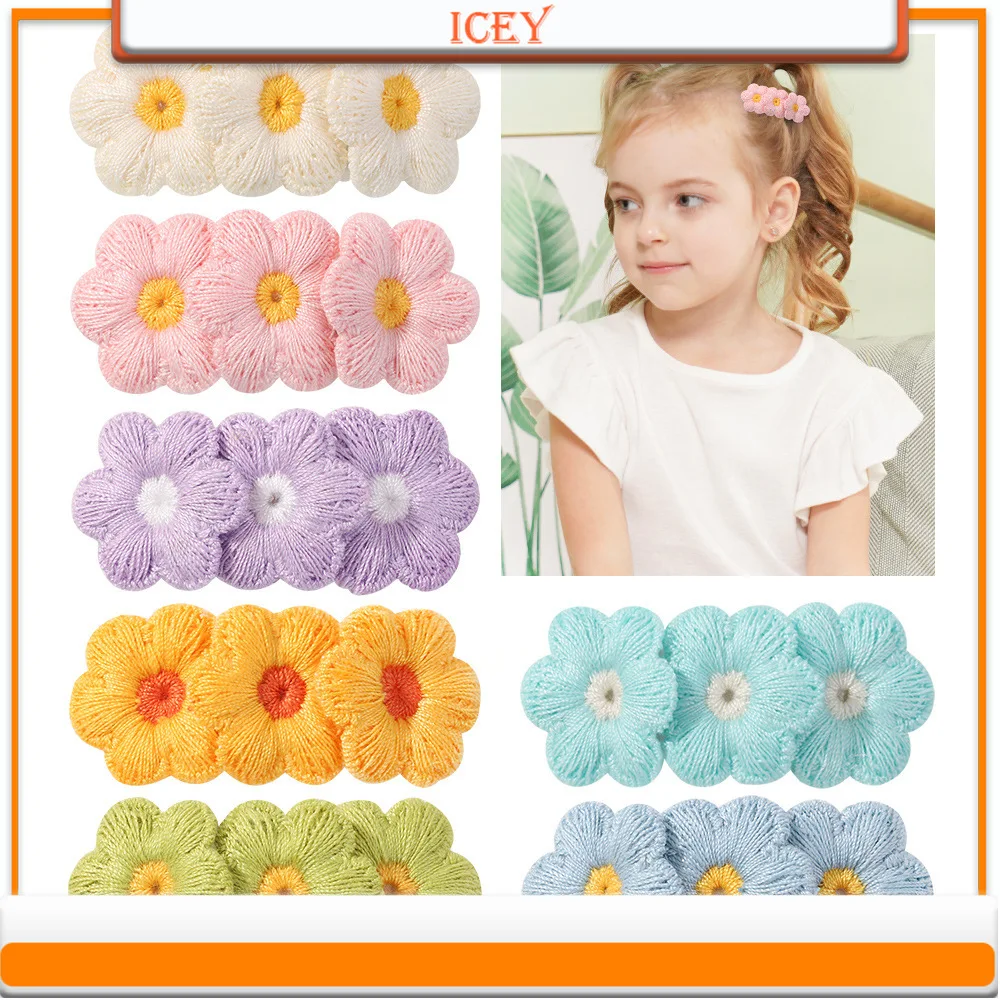 1pc Girl Plush Handmade Macaron Candy Colored Sun Flower Cute Children's Hair Clip Hair Accessories Versatile Water Drop Clip