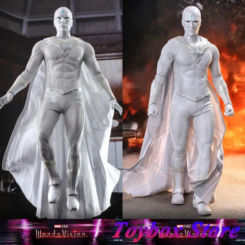 

In Stock Hot Toys HT TMS054 1/6 Scale White Wanda Vision Man Action Figure Marvel Movie Role Simulation 12" Full Set Model Toys