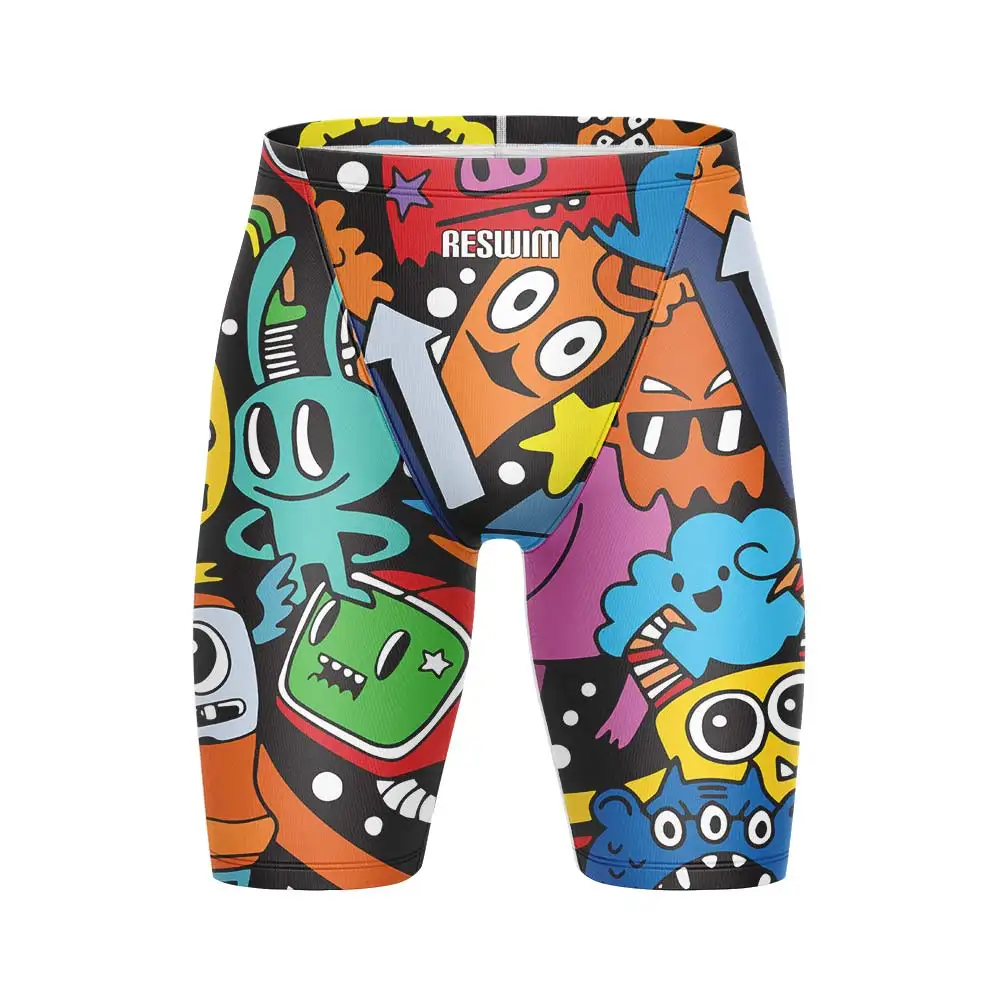 Summer Men's Swim Jammer Athletic Training Swimsuit Swimming Trunks Beach Pool Tights Shorts Quick Dry Running Surfing Pants