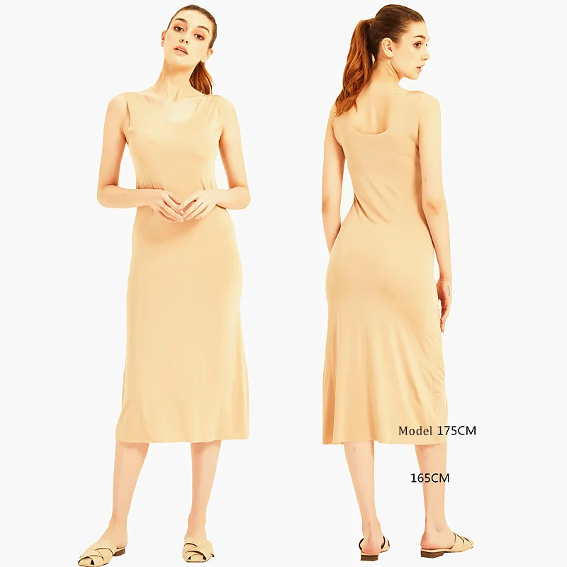 Full Slips Dresses Women Summer Ice Silk Cool Petticoat Underkirt Seamless Underwear M-5XL