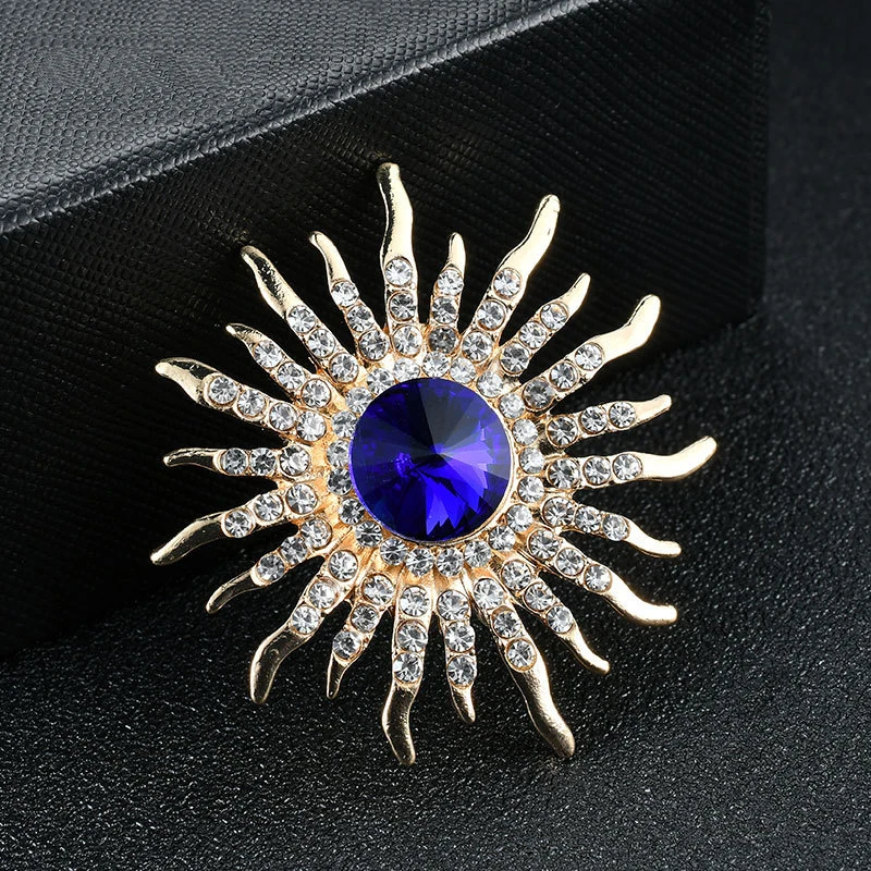 Luxury Large Size Colorful Crystal Brooch Pearl Brooches Pin Women