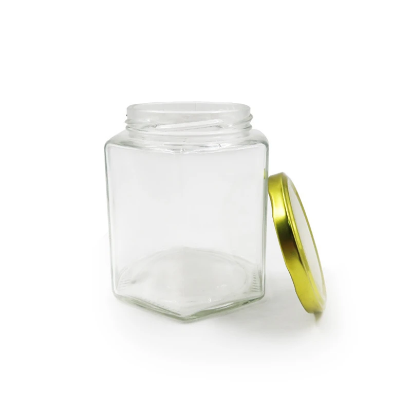 Hexagonal Glass Honey Jars with Gold Covers, Sealed Glass Bottle, Wedding, Birthday Party, Return Gifts, 280ml, 10 Units 4