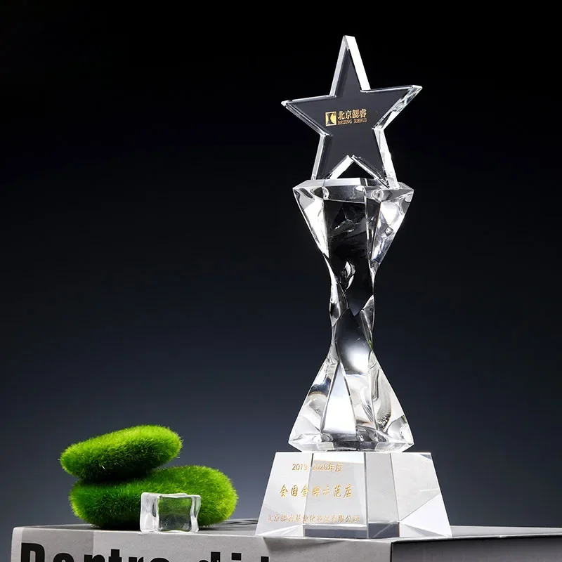 Customized Crystal Trophy, Pentagram, Creative, Home Decoration, School, Company, Competition, Team Reward, Home Decoration, 1Pc