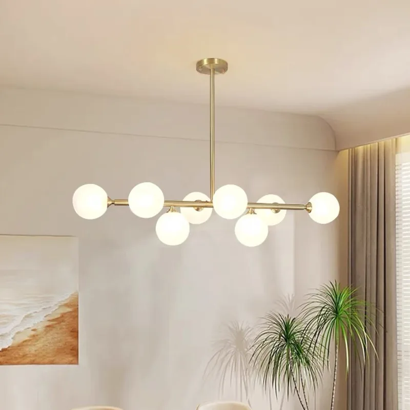 Nordic Modern LED Pendant Lighting Glass Ball Gold Hanging Lamp Kitchen Dining Room Suspension Luminaire Design Lighting Fixture