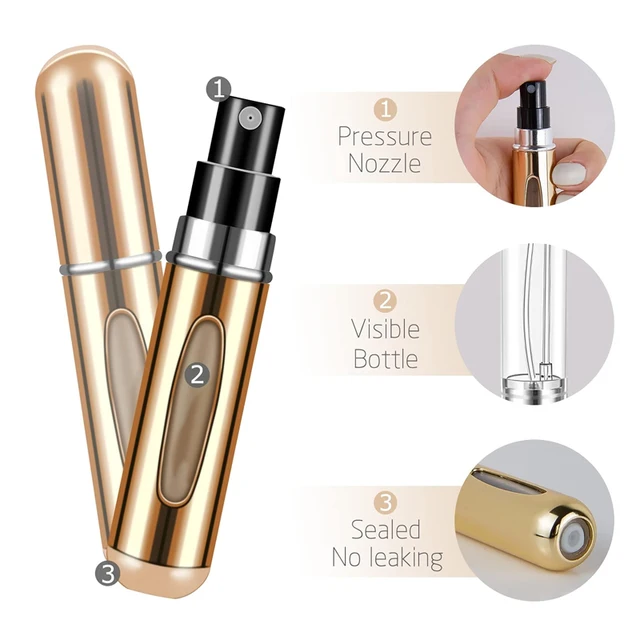 Atomiseur de parfum Portable de 5ml, récipient liquide pour cosmétiques de voyage, Mini vaporisateur en aluminium, bouteille vide rechargeable, 1/4 pièces 5