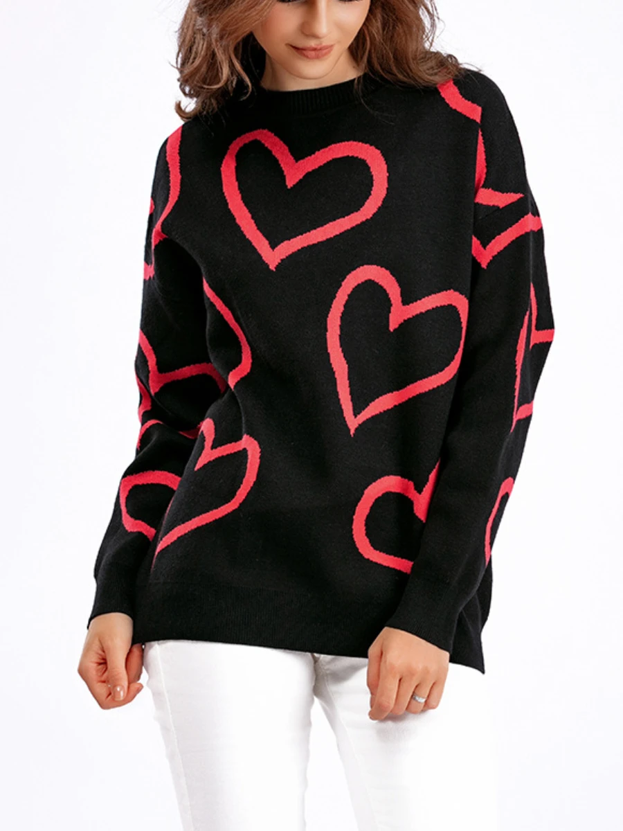 

Bornladies Heartshape Designer Knit Women Sweaters CHIC Female Jumpers Top Autumn Winter Christmas Pull Femme Outfit Clothing
