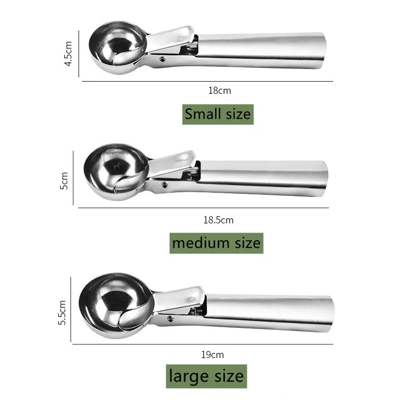 Multifunctional Ice Cream Scoops Stainless Steel Dual-Purpose Scoop Fruit Watermelon Spoon Ball Scoop Household Ice Cream Tools