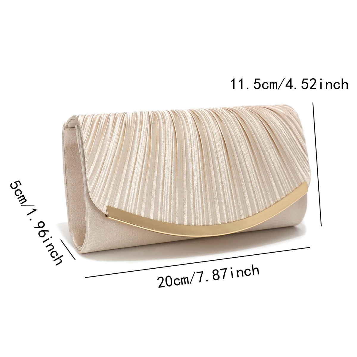 Satin Metal Chain Clutch Evening Handbag for Women