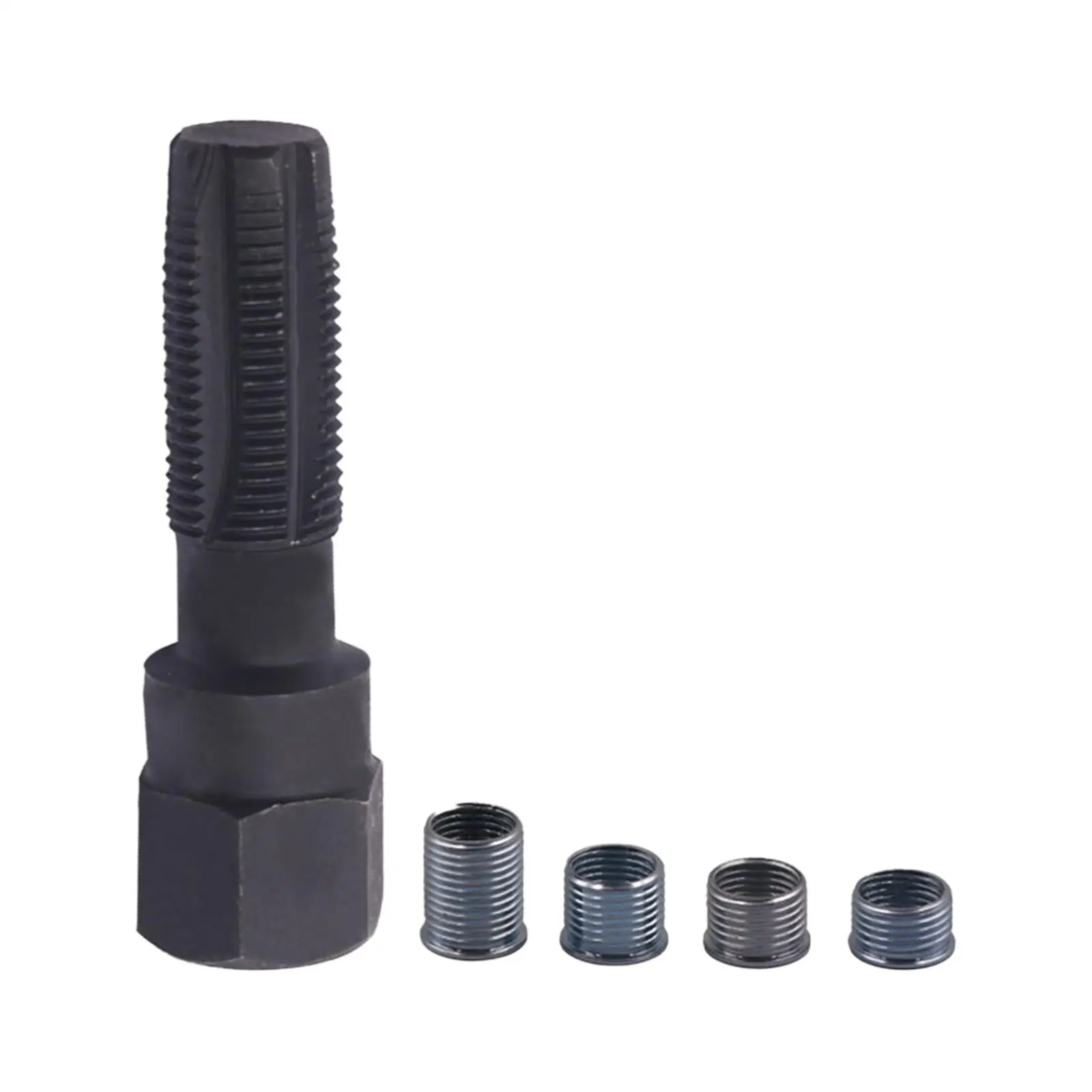 

14mm Spart Plug Thread Repair Kit with 4Pcs Carbon Steel Spark Plug Inserts Rethread Tap Tools 14mm Cylinder Thread Repair Tool