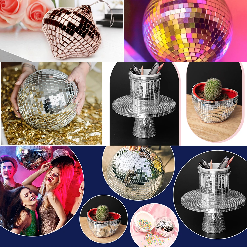 4x100cm Self Adhesive Mosaic Tiles 5x5mm Disco Tiles Square Mirror Mosaic Tiles for Interior Decoration DIY Art Collage