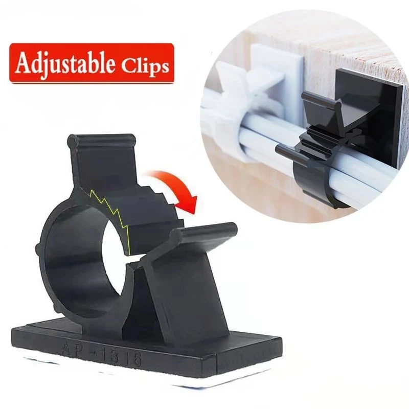 Self Adhesive Cable Organizer Clips Black White