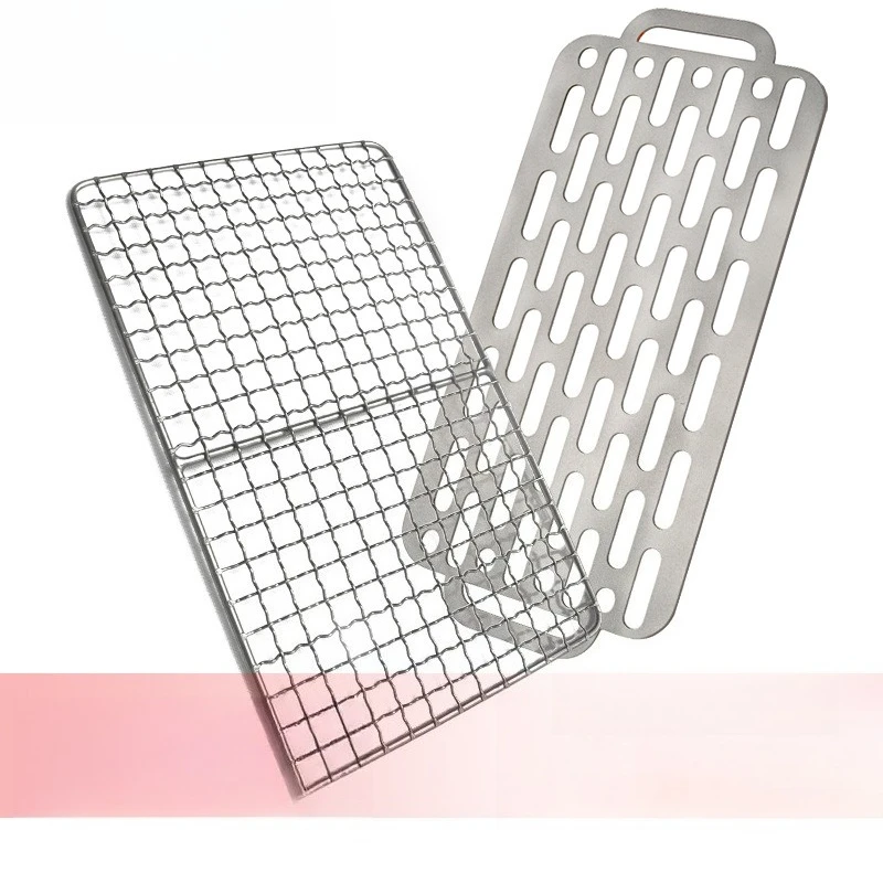 Pure Titanium Grill Mesh for Outdoor BBQ Picnic Reusable Non-Stainless Steel Cooking Grid for Fish Meat Lightweight Camping