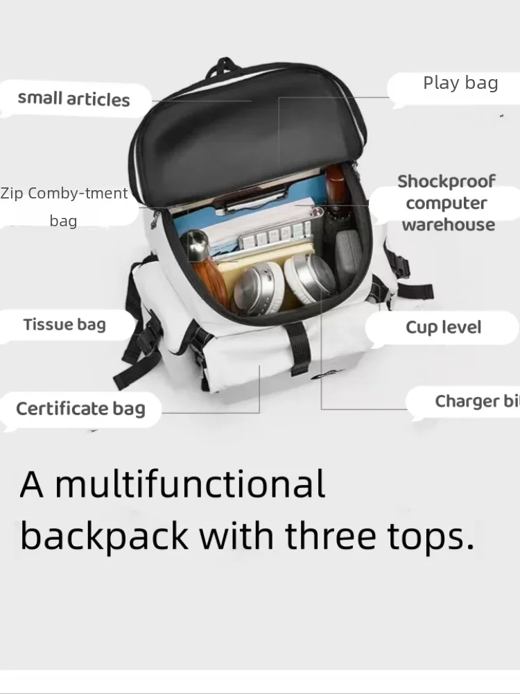 Schoolbag College Students Computer Backpack PU Advanced Travel  Outdoor Mountaineering Backpack Technology Weight Loss Bag
